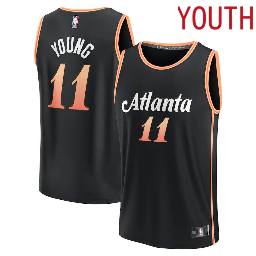Youth Atlanta Hawks #11 Trae Young Fanatics Branded Black City Edition 2022-23 Fastbreak NBA Jersey->customized nba jersey->Custom Jersey